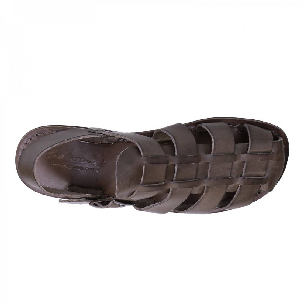Lartigiano Del Cuoio Sandali da frate uomo fatti a mano in pelle color fango Online Outlet