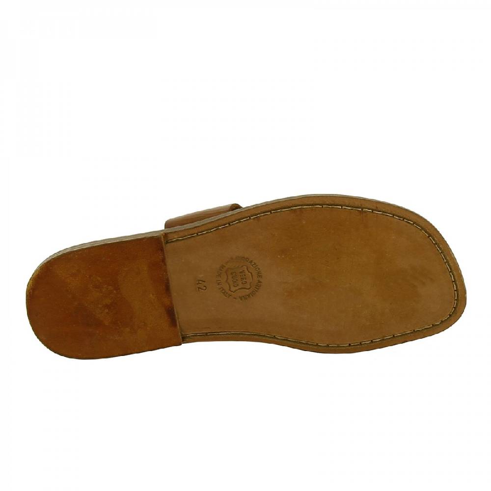 Lartigiano Del Cuoio Ciabatte infradito da uomo in pelle color cuoio fatte a mano Comprane uno, ottenene uno gratis