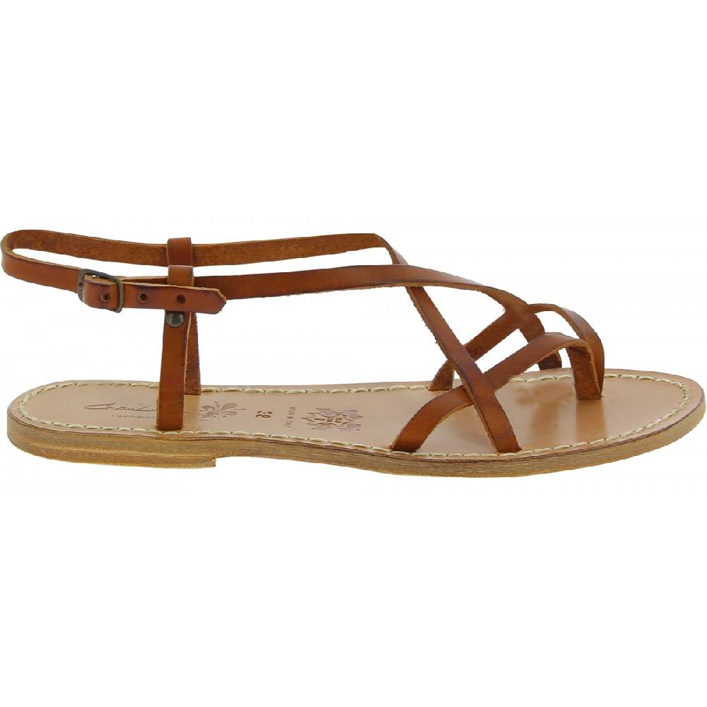 Lartigiano Del Cuoio Sandali da donna in pelle color cuoio fatti a mano Offerte speciali