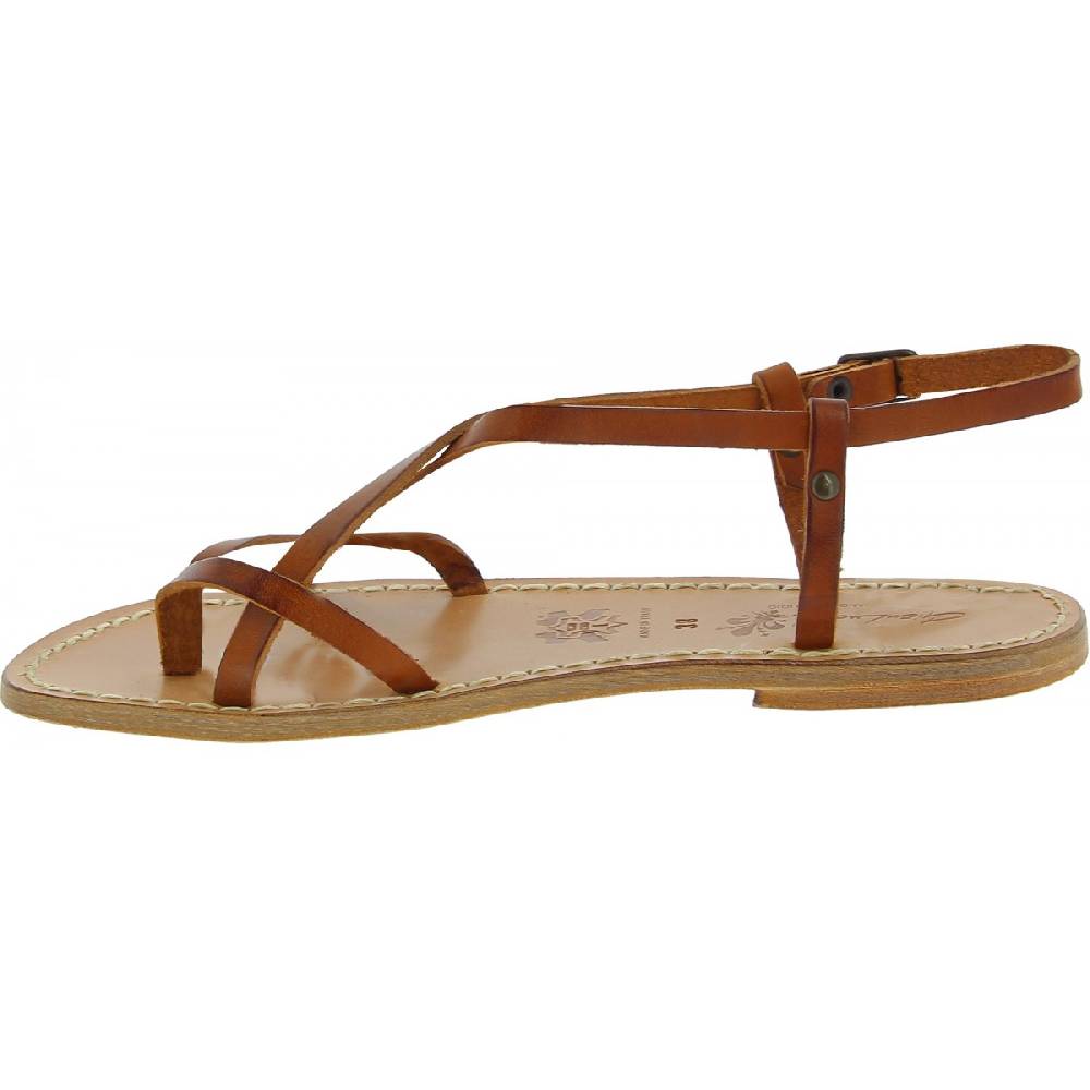 Lartigiano Del Cuoio Sandali da donna in pelle color cuoio fatti a mano Offerte speciali