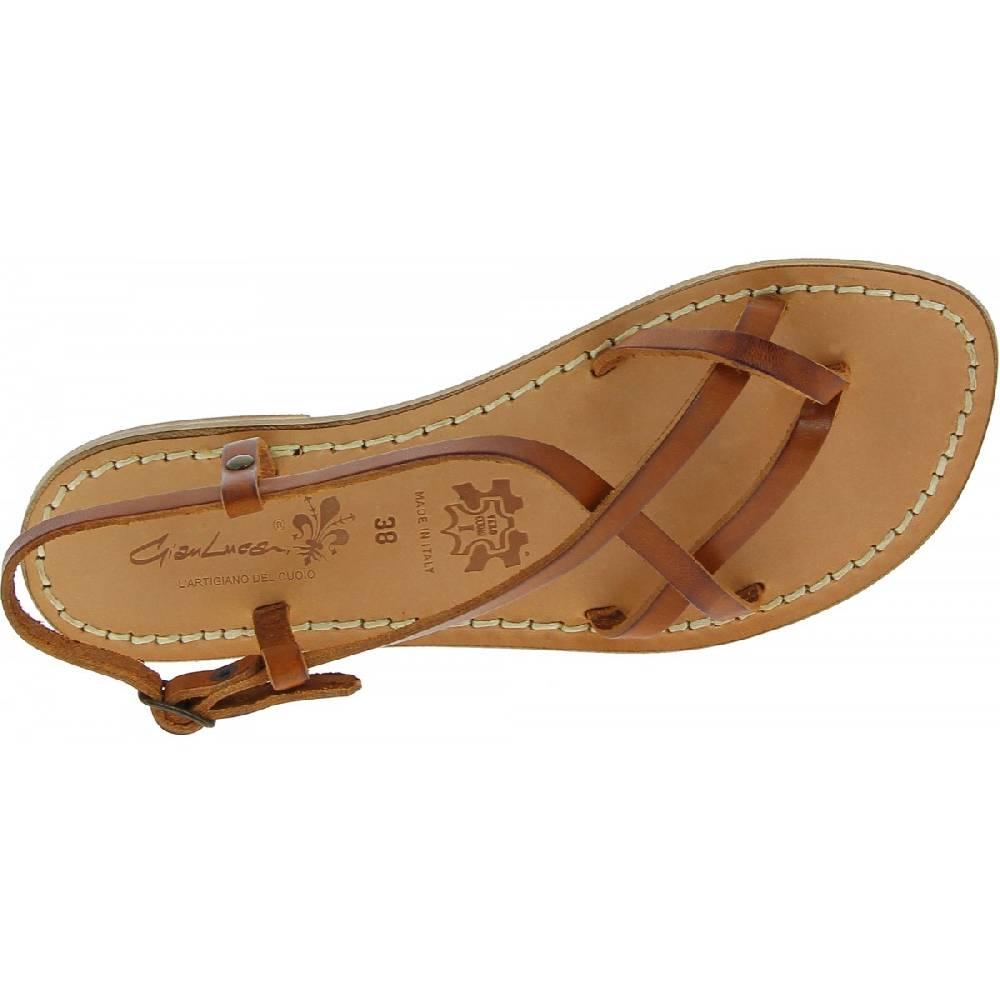 Lartigiano Del Cuoio Sandali da donna in pelle color cuoio fatti a mano Offerte speciali