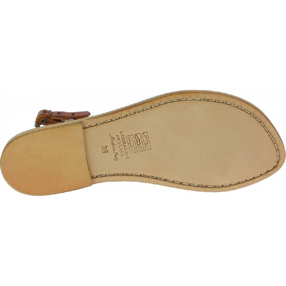 Lartigiano Del Cuoio Sandali da donna in pelle color cuoio fatti a mano Offerte speciali