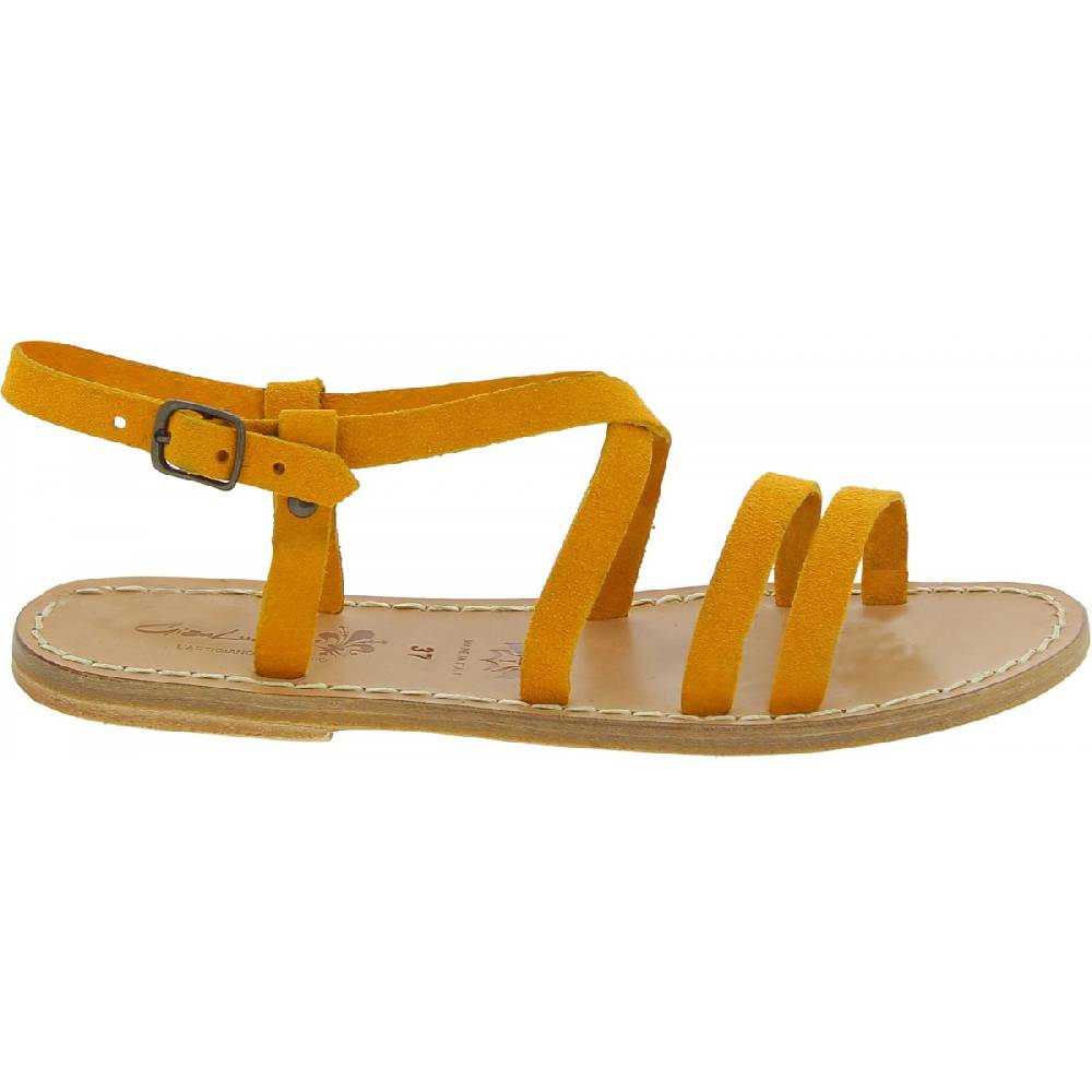 Lartigiano Del Cuoio Sandali donna in pelle nabuk color ocra fatti a mano Super Saving Price