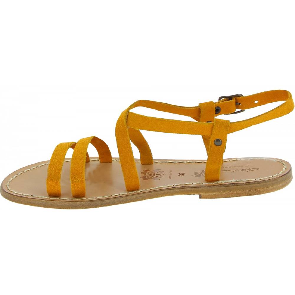 Lartigiano Del Cuoio Sandali donna in pelle nabuk color ocra fatti a mano Super Saving Price