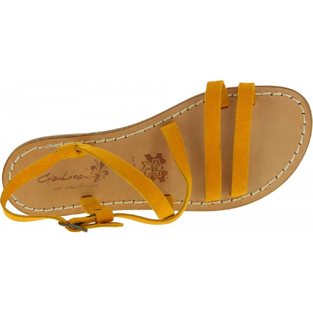 Lartigiano Del Cuoio Sandali donna in pelle nabuk color ocra fatti a mano Super Saving Price