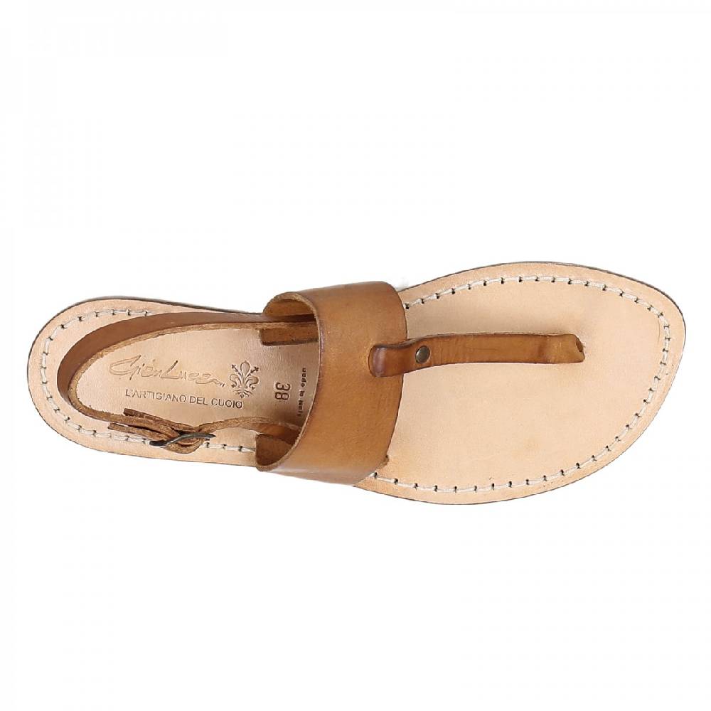 Lartigiano Del Cuoio Sandali infradito donna in pelle marrone Rilascio limitato