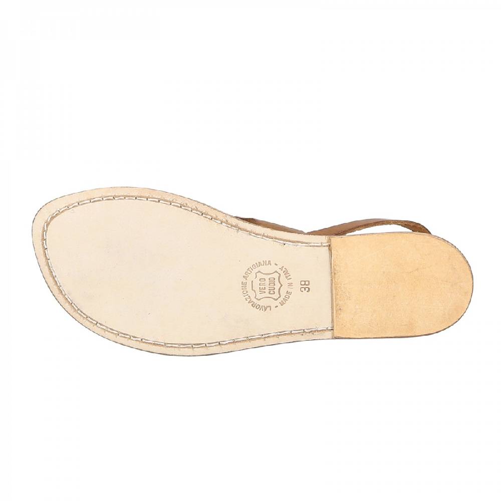 Lartigiano Del Cuoio Sandali infradito donna in pelle marrone Rilascio limitato