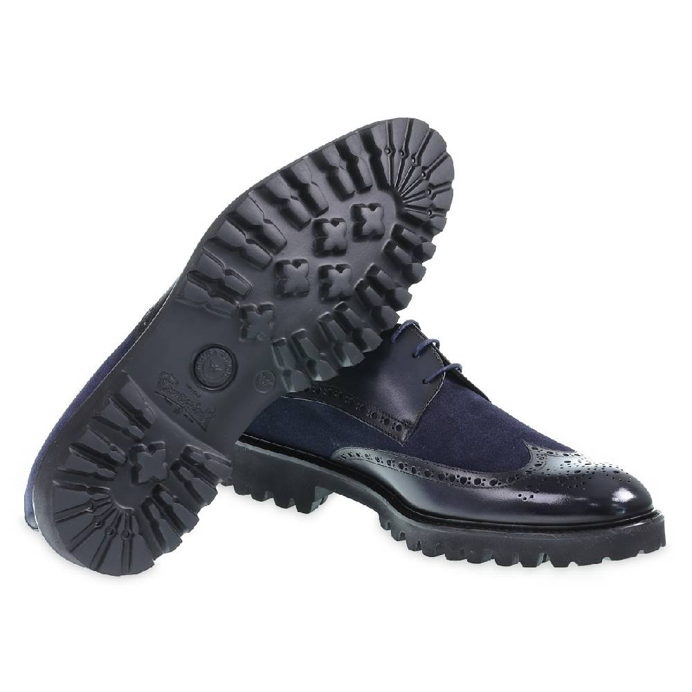 Lartigiano Del Cuoio Derby con coda di rondine in pelle di vitello blu notte - Fratelli Borgioli - Artigianalità Italiana Fino al 60% di sconto