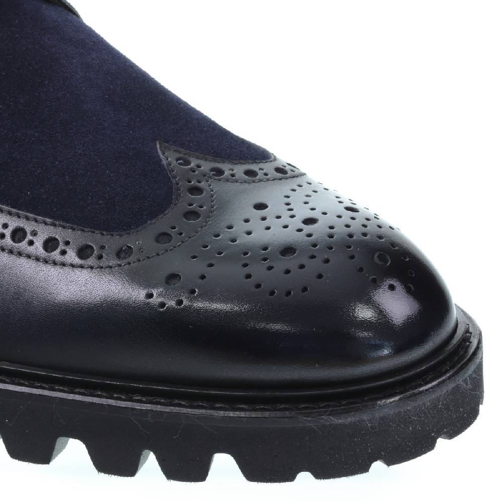 Lartigiano Del Cuoio Derby con coda di rondine in pelle di vitello blu notte - Fratelli Borgioli - Artigianalità Italiana Fino al 60% di sconto
