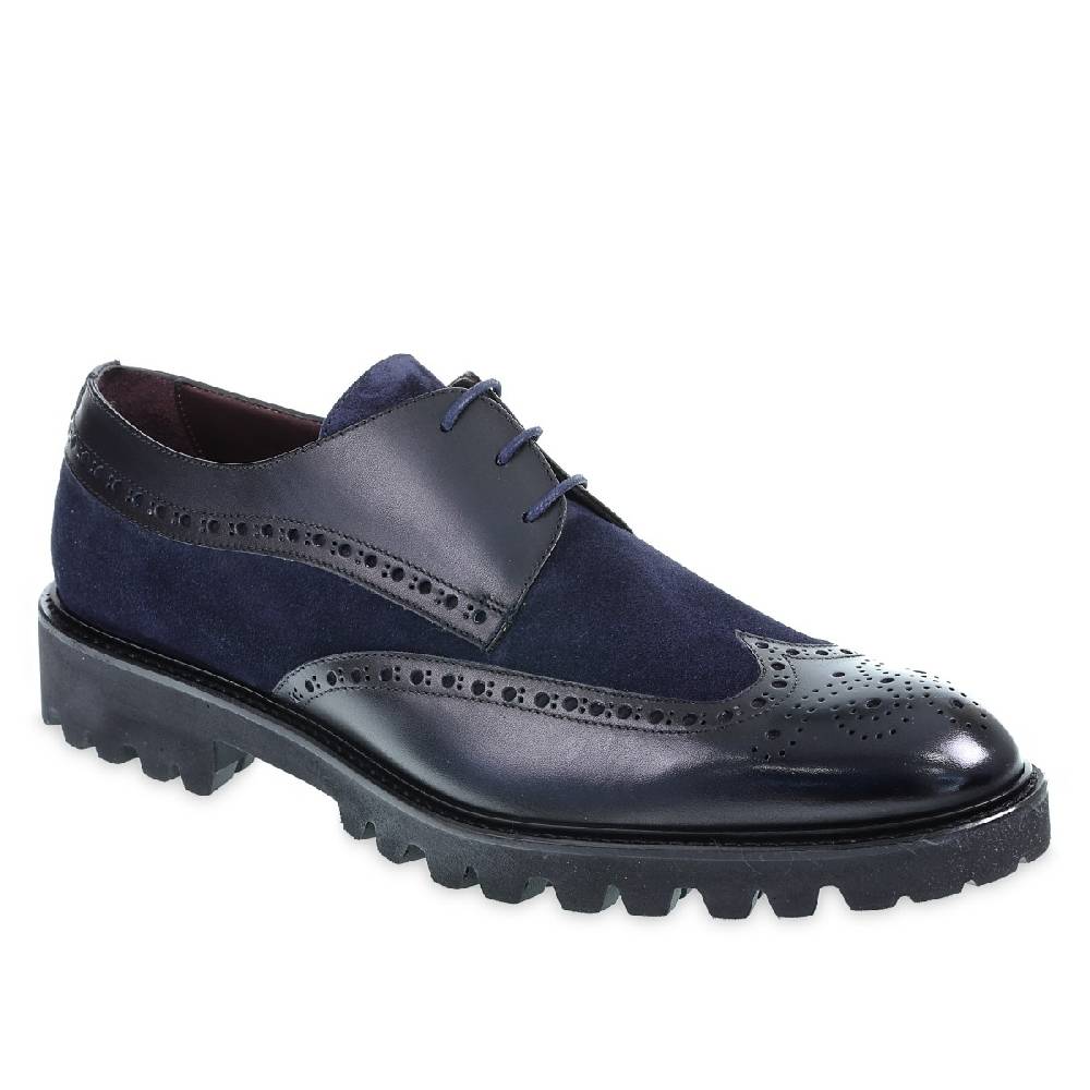 Lartigiano Del Cuoio Derby con coda di rondine in pelle di vitello blu notte - Fratelli Borgioli - Artigianalità Italiana Fino al 60% di sconto