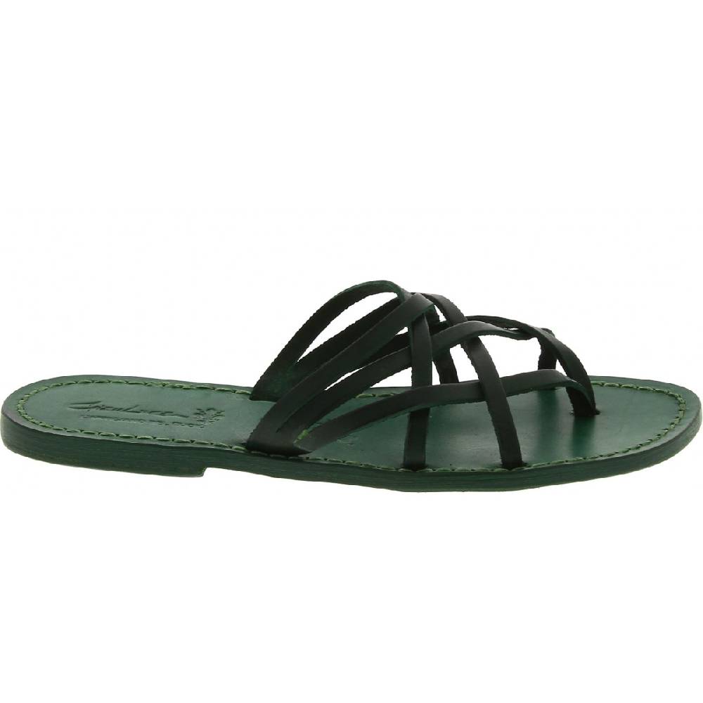 Lartigiano Del Cuoio Infradito donna in pelle intrecciata verde fatti a mano con suola in cuoio Enormi sconti