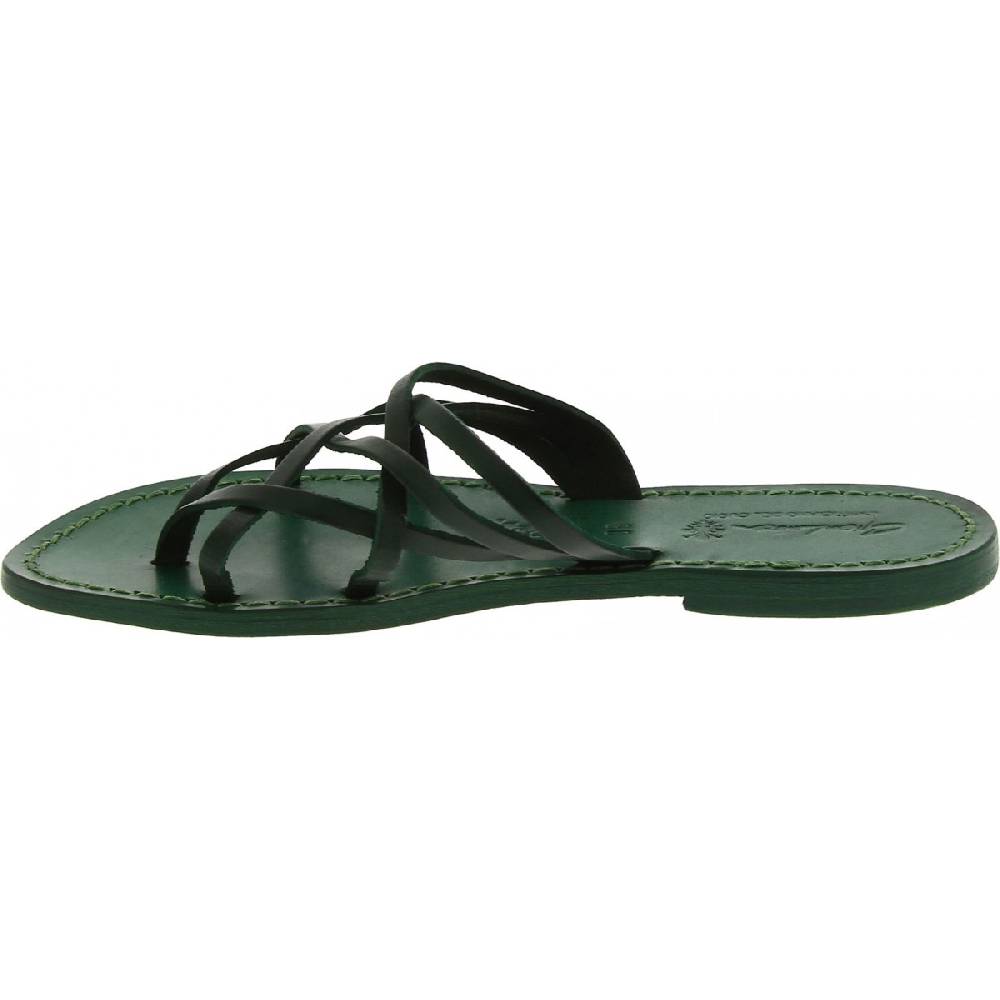 Lartigiano Del Cuoio Infradito donna in pelle intrecciata verde fatti a mano con suola in cuoio Enormi sconti