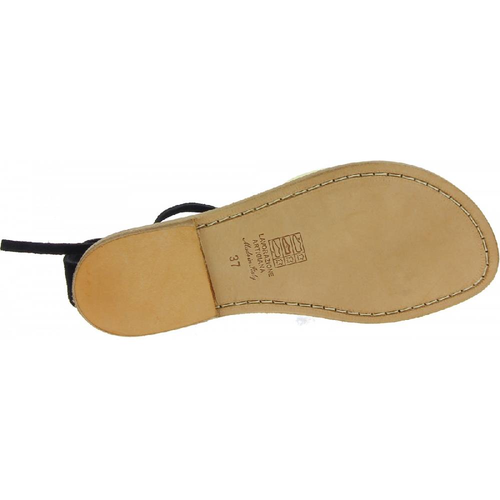 Lartigiano Del Cuoio Sandali gladiatore donna in pelle nabuk nero fatti a mano Limitato a 3 giorni