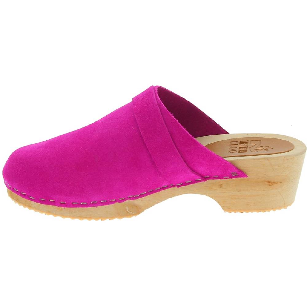 Lartigiano Del Cuoio Zoccoli in legno con tomaia chiusa in pelle scamosciata rosa Black Friday Prezzi