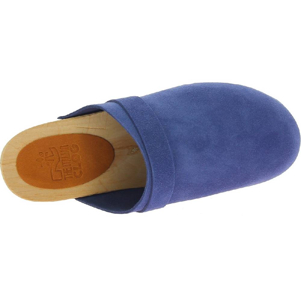 Lartigiano Del Cuoio Zoccoli in legno da donna con tomaia chiusa in pelle scamosciata blu 50% di sconto per tempo limitato