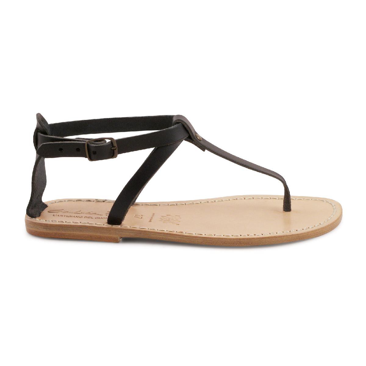 Lartigiano Del Cuoio Sandalo infradito in pelle nero artigianali da donna 2025