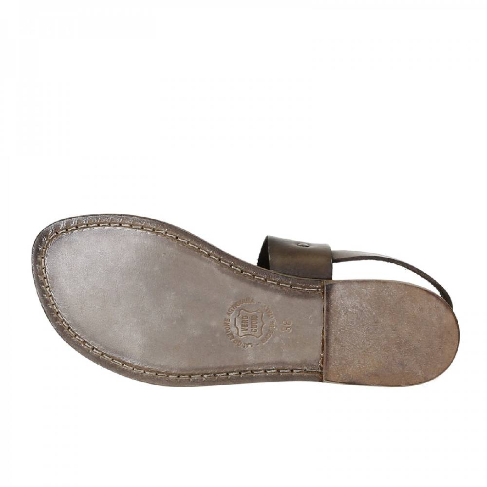 Lartigiano Del Cuoio Sandali francescani donna in pelle color fango artigianali Italy