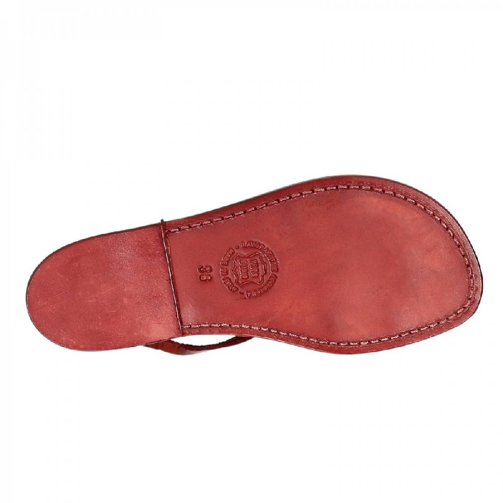 Lartigiano Del Cuoio Sandali cuoio artigianali donna in pelle rosso Italia