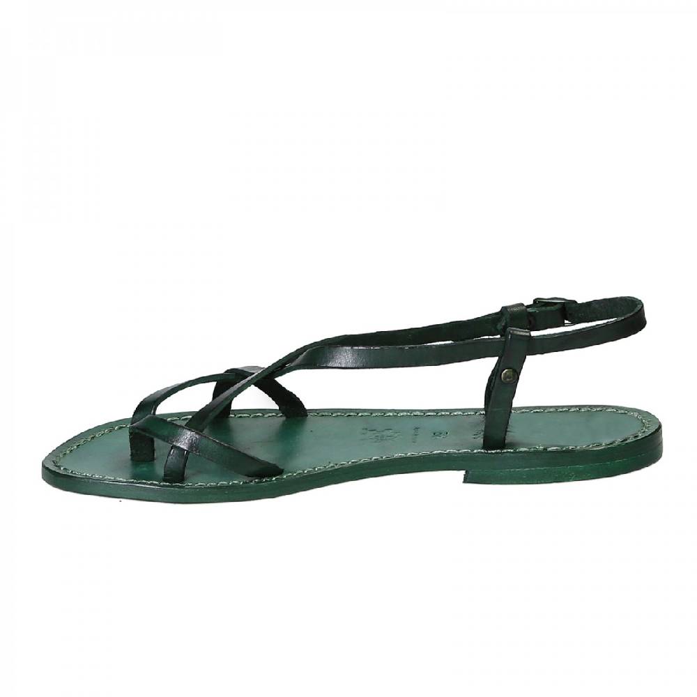 Lartigiano Del Cuoio Sandali cuoio artigianali donna in pelle verde In Linea