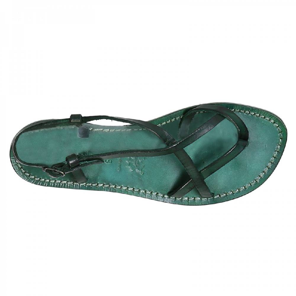 Lartigiano Del Cuoio Sandali cuoio artigianali donna in pelle verde In Linea