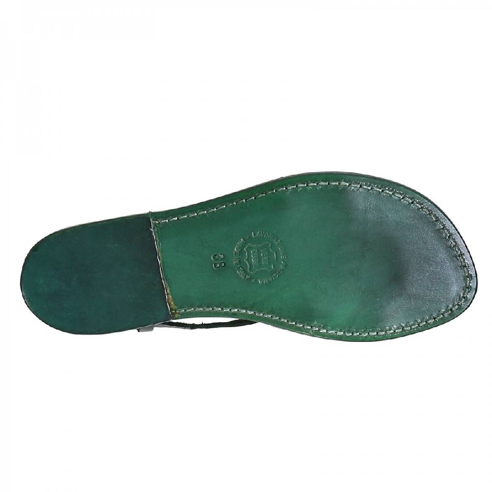 Lartigiano Del Cuoio Sandali cuoio artigianali donna in pelle verde In Linea