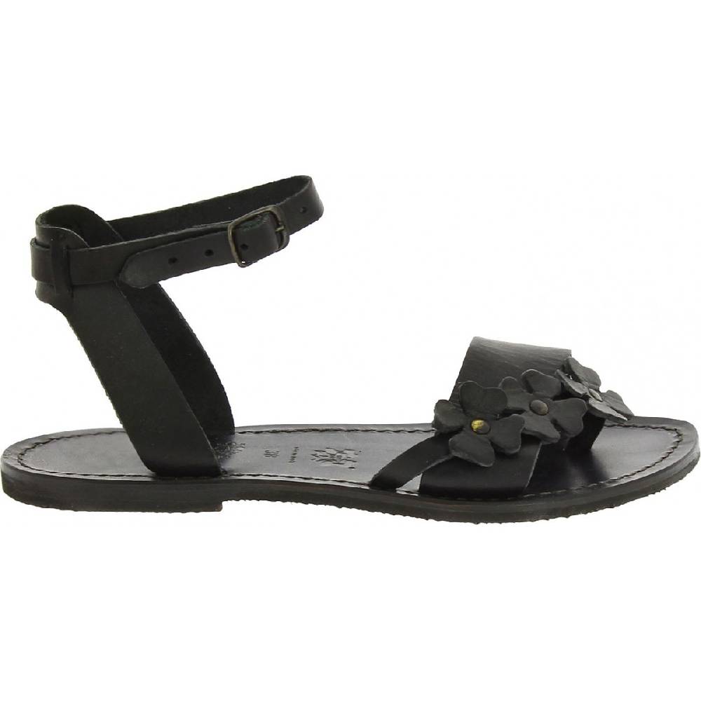 Lartigiano Del Cuoio Sandali bassi donna artigianali in pelle color nero Qualità