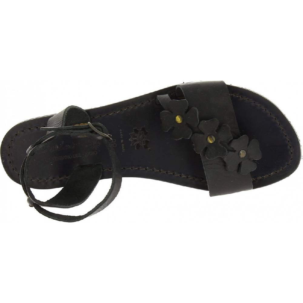 Lartigiano Del Cuoio Sandali bassi donna artigianali in pelle color nero Qualità