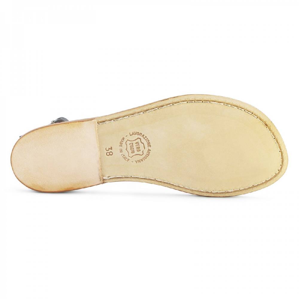 Lartigiano Del Cuoio Sandali infradito donna in pelle bicolore marrone e oro Spedizione Gratuita