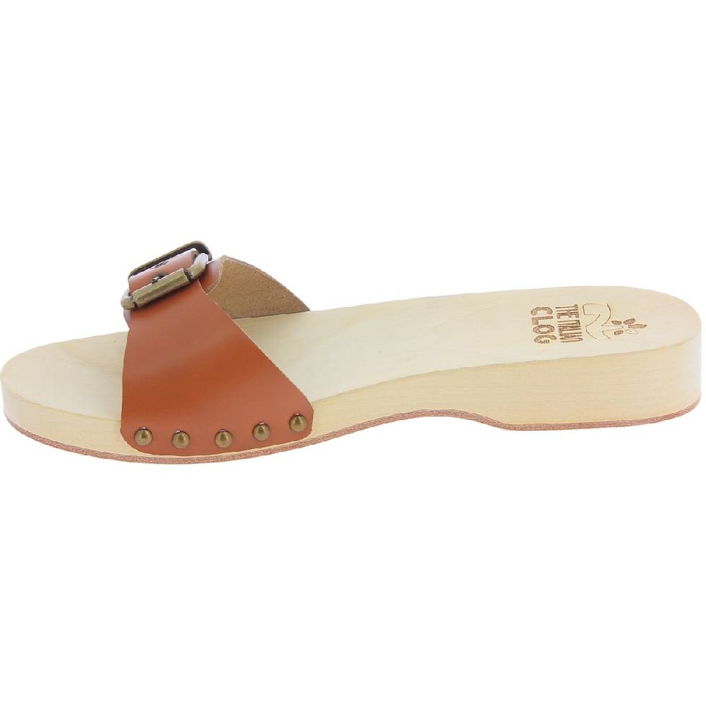 Lartigiano Del Cuoio Zoccoli in legno uomo con fascia regolabile in pelle color cuoio Qualità Garantita