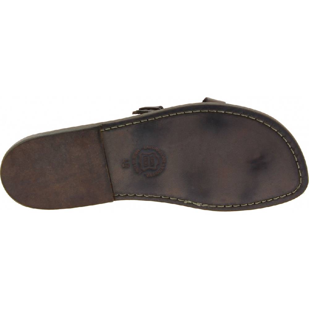 Lartigiano Del Cuoio Sandali uomo in cuoio artigianali in pelle color fango Presa