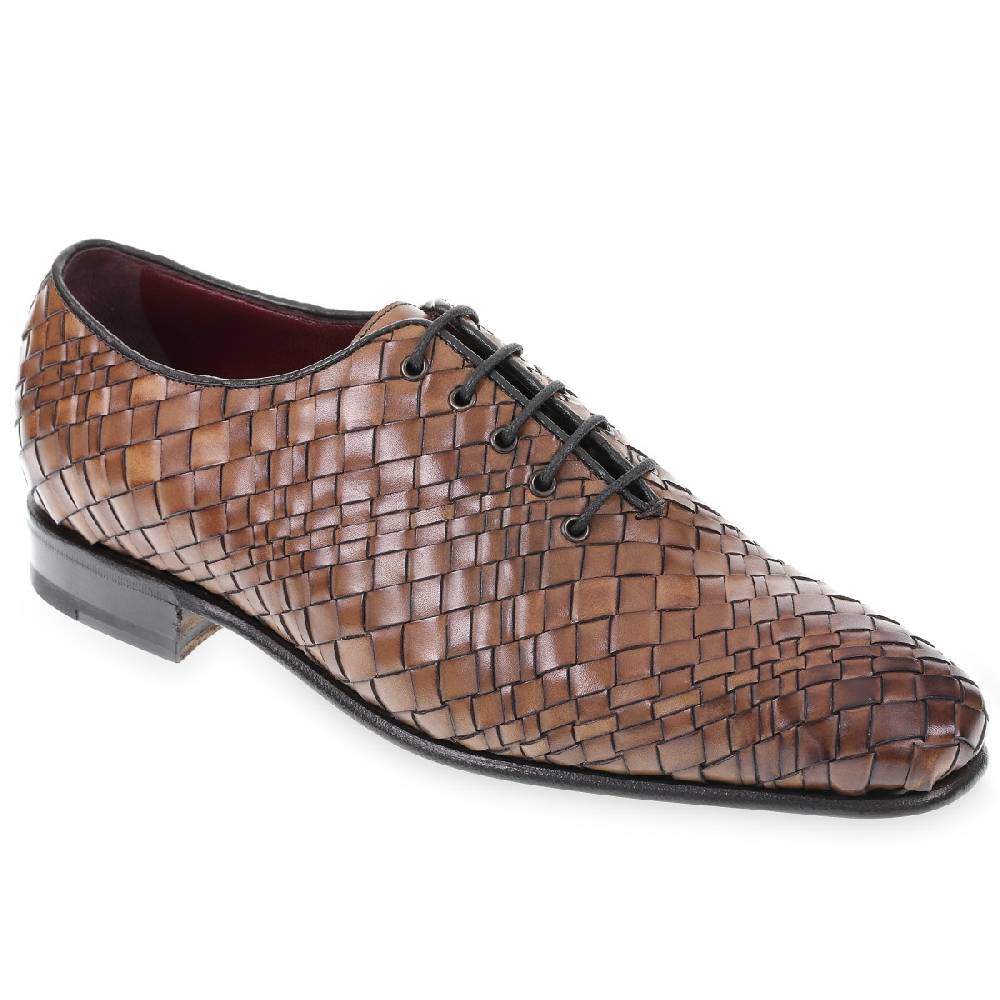 Lartigiano Del Cuoio Oxford in pelle marrone intrecciata e tinta a mano da Fratelli Borgioli Sconto