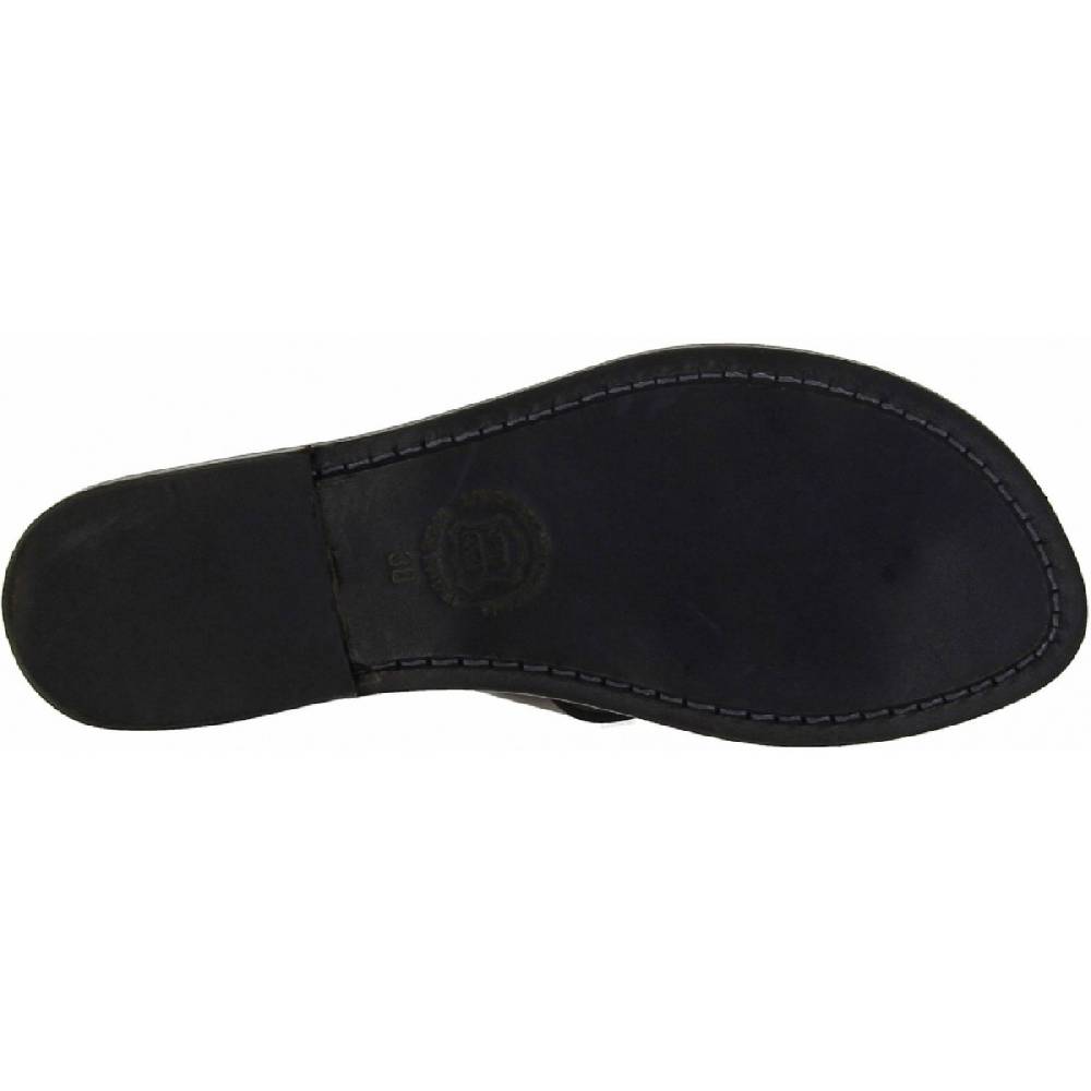 Lartigiano Del Cuoio Ciabatte infradito da donna fatti a mano in pelle nero Outlet