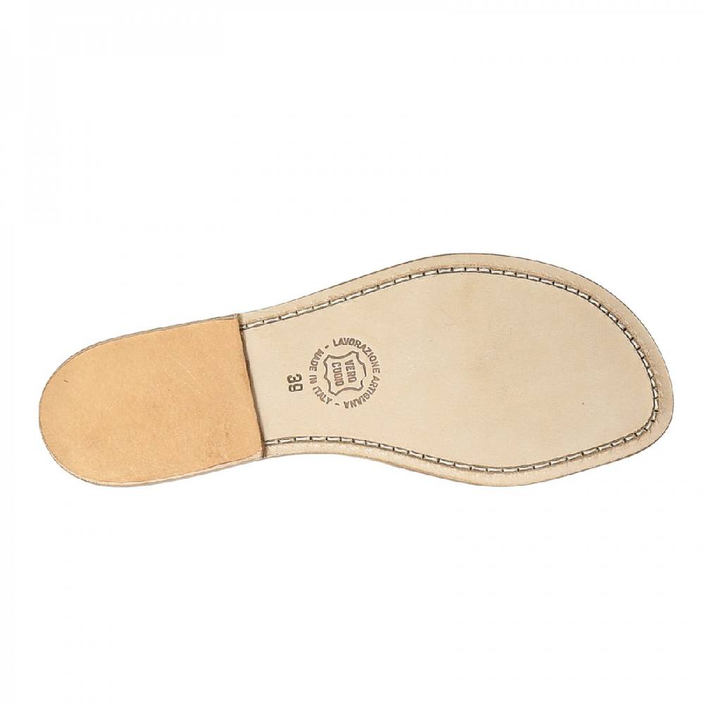 Lartigiano Del Cuoio Sandali schiava bassi da donna in pelle laminata bronzo Vendita Economica