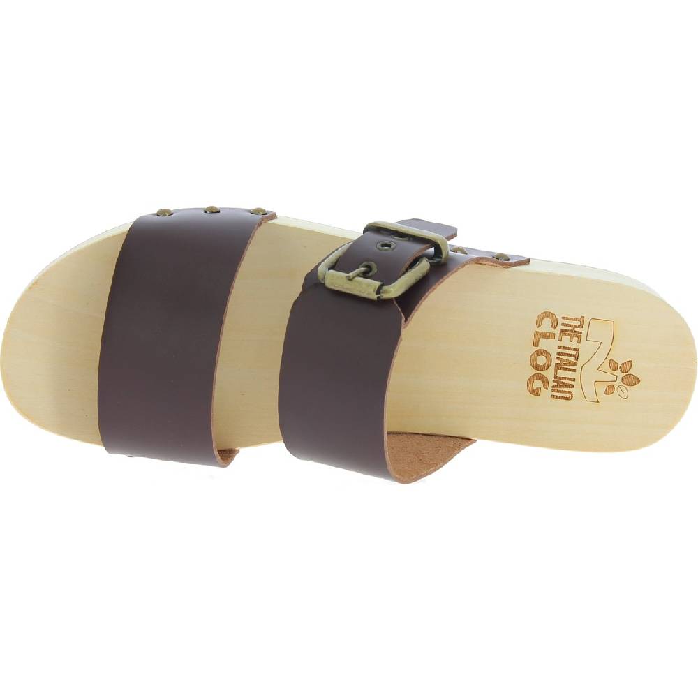 Lartigiano Del Cuoio Zoccoli da uomo con doppia fascia regolabile in pelle marrone scuro Vendite stagionali