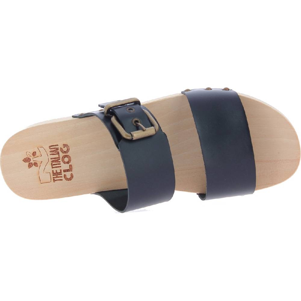 Lartigiano Del Cuoio Zoccoli artigianali da uomo con doppia fascia regolabile in pelle nero Cyber Monday