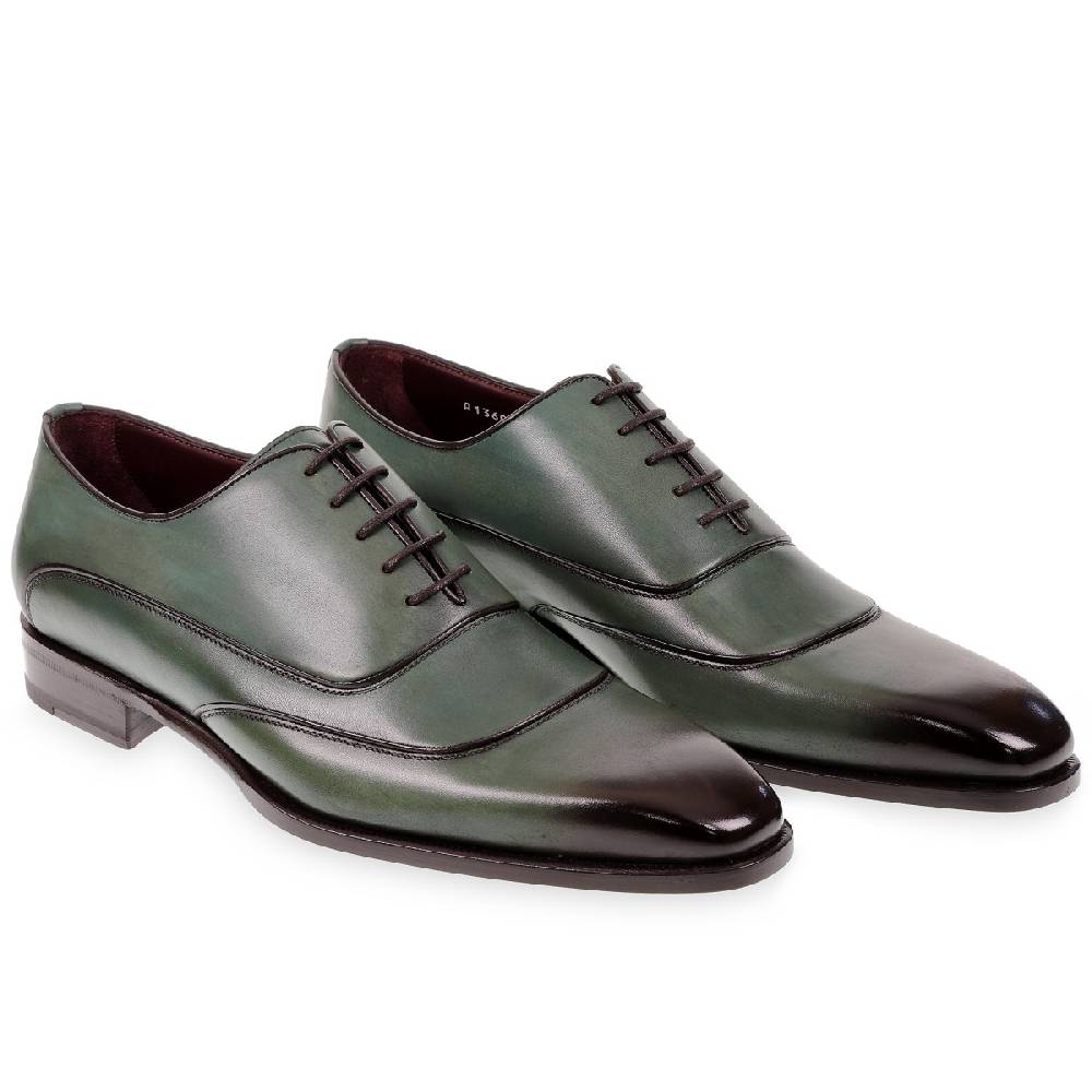 Lartigiano Del Cuoio Scarpe oxford da uomo in pelle verde tinta a mano da Fratelli Borgioli Offerta Pasqua
