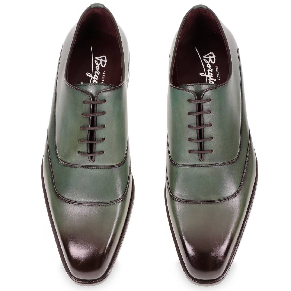 Lartigiano Del Cuoio Scarpe oxford da uomo in pelle verde tinta a mano da Fratelli Borgioli Offerta Pasqua