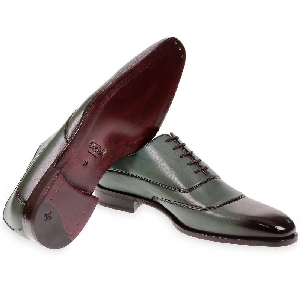 Lartigiano Del Cuoio Scarpe oxford da uomo in pelle verde tinta a mano da Fratelli Borgioli Offerta Pasqua