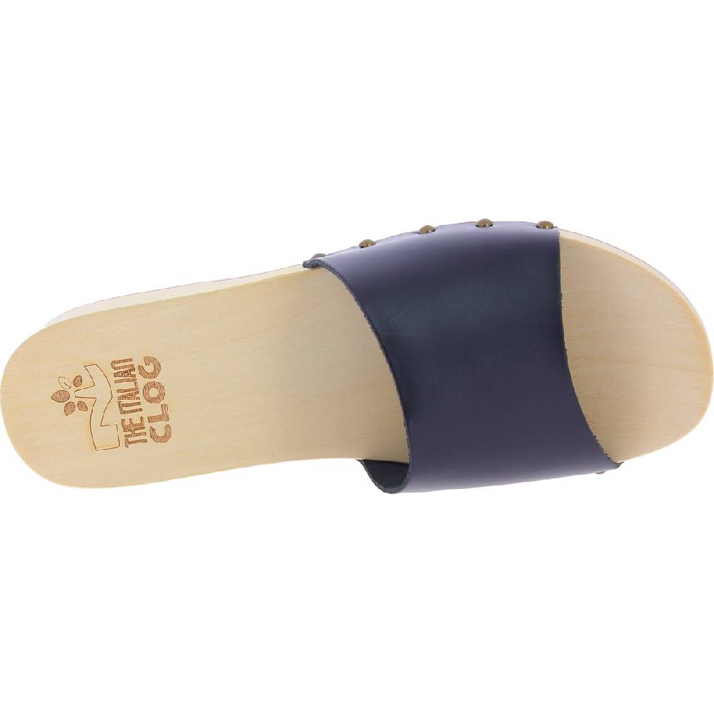 Lartigiano Del Cuoio Zoccoli di legno uomo con fascia larga in pelle nera artigianali Offerta San Valentino