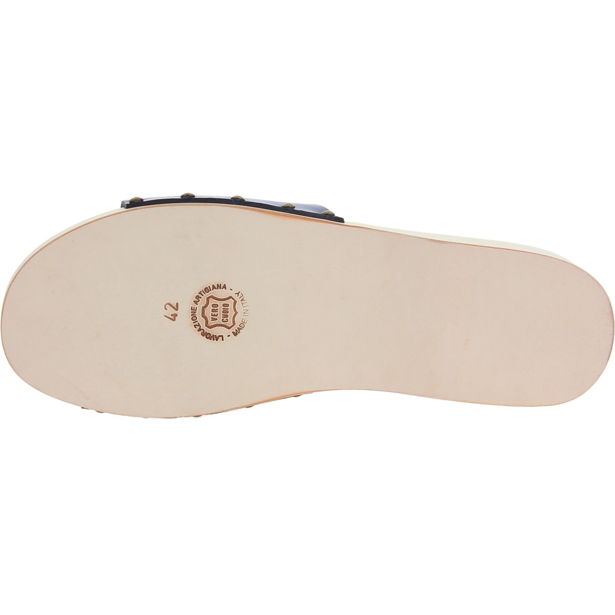 Lartigiano Del Cuoio Zoccoli di legno uomo con fascia larga in pelle nera artigianali Offerta San Valentino