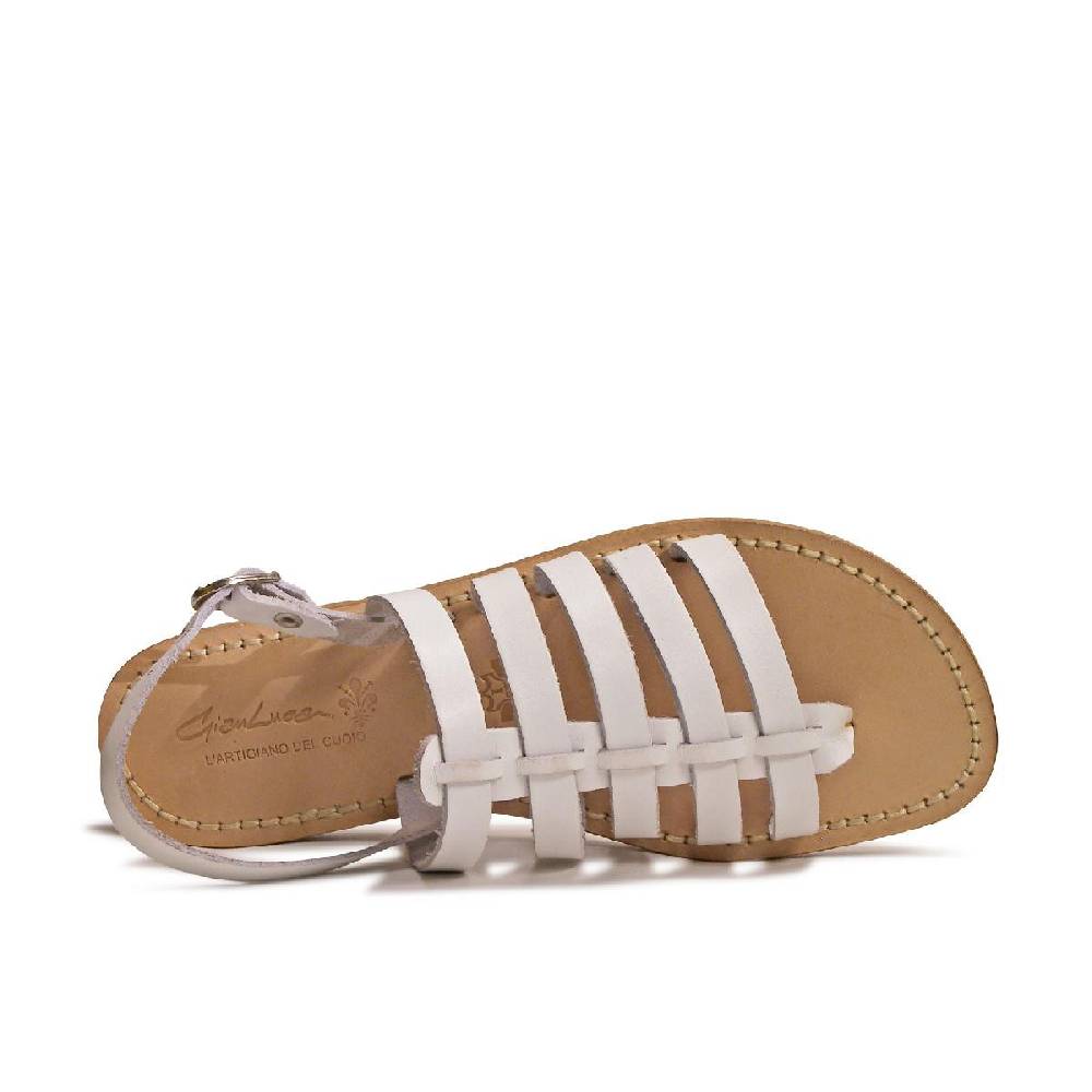Lartigiano Del Cuoio Sandali bianchi infradito alla schiava artigianali in pelle Offerta migliore
