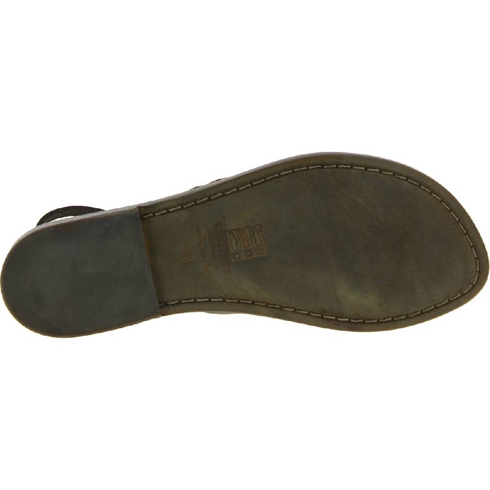 Lartigiano Del Cuoio Sandali alla schiava artigianali in pelle color fango Offerta temporanea
