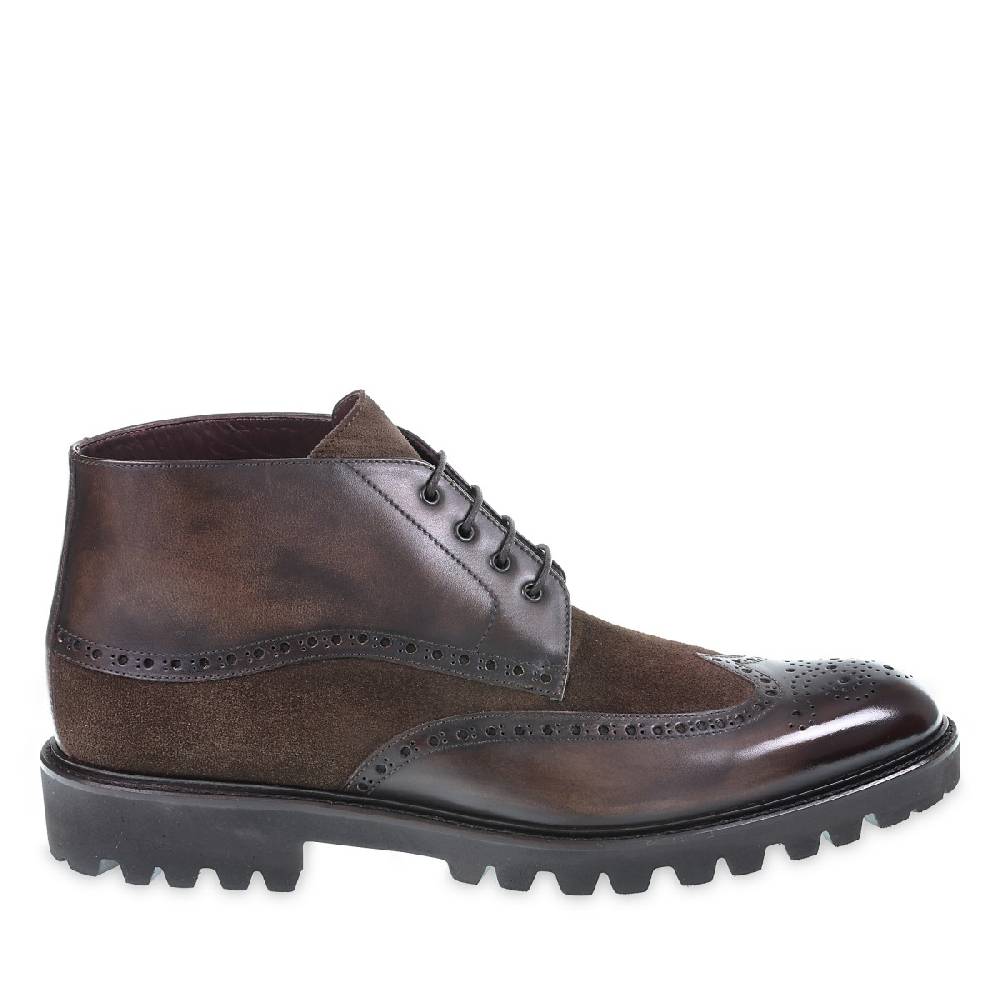 Lartigiano Del Cuoio Stivaletti brogue in pelle e camoscio marrone - Fratelli Borgioli Rilascio limitato