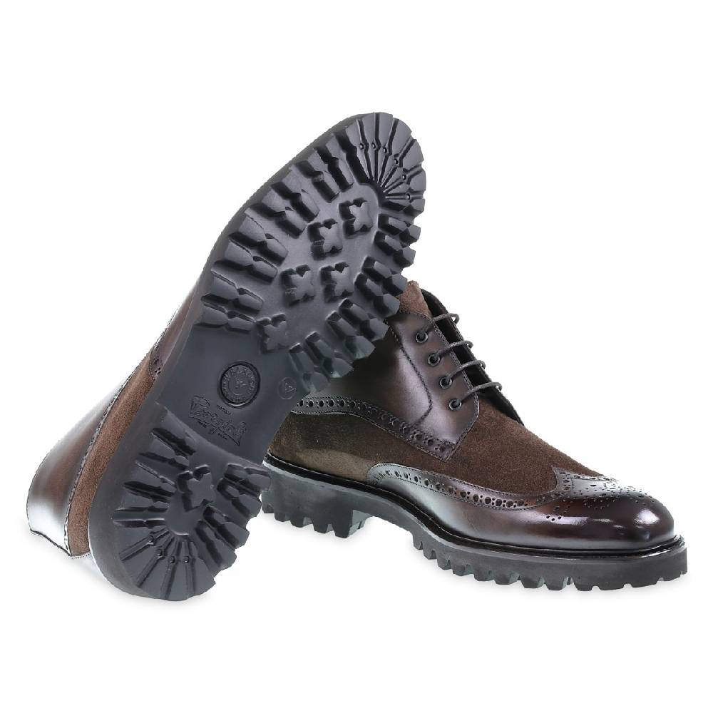 Lartigiano Del Cuoio Stivaletti brogue in pelle e camoscio marrone - Fratelli Borgioli Rilascio limitato