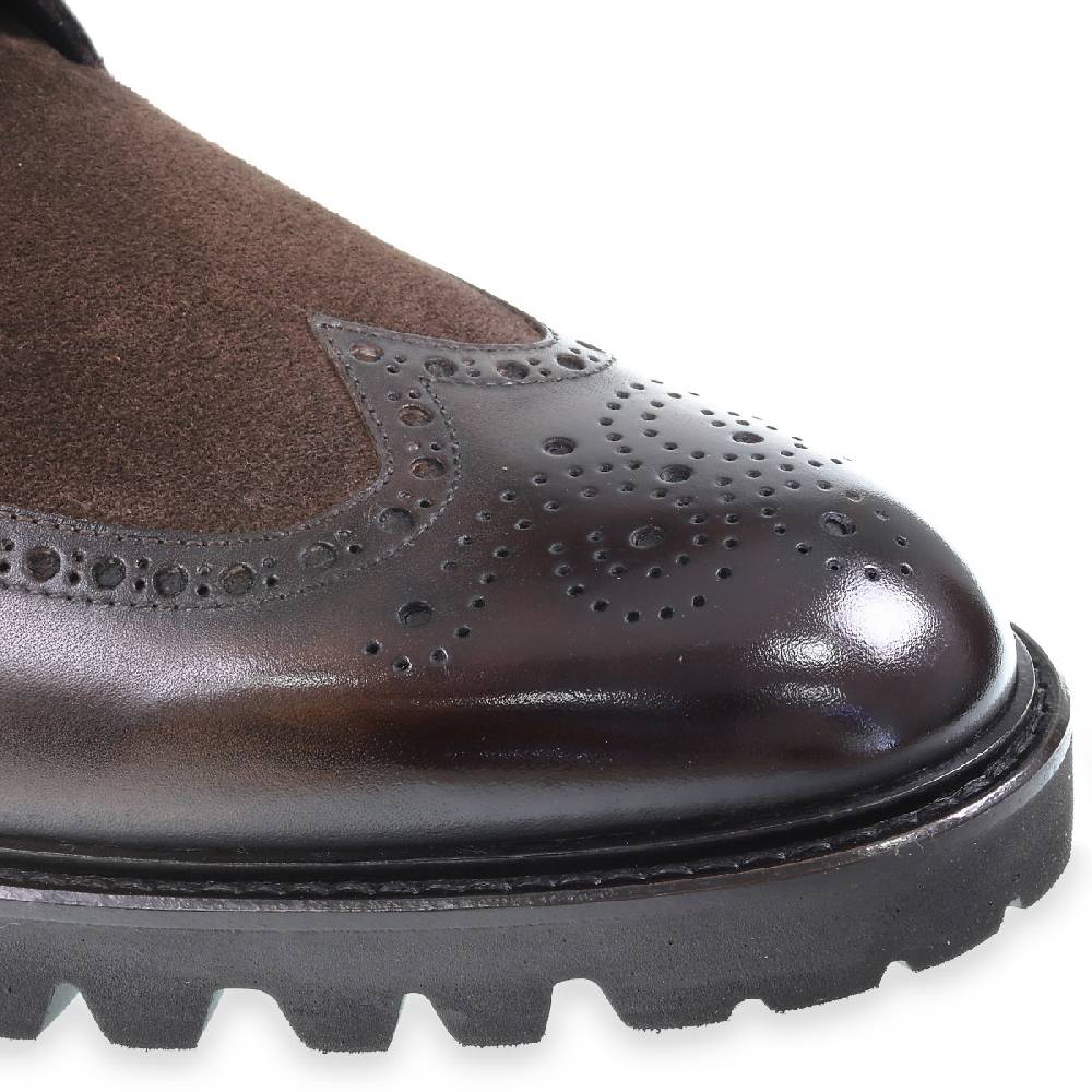 Lartigiano Del Cuoio Stivaletti brogue in pelle e camoscio marrone - Fratelli Borgioli Rilascio limitato
