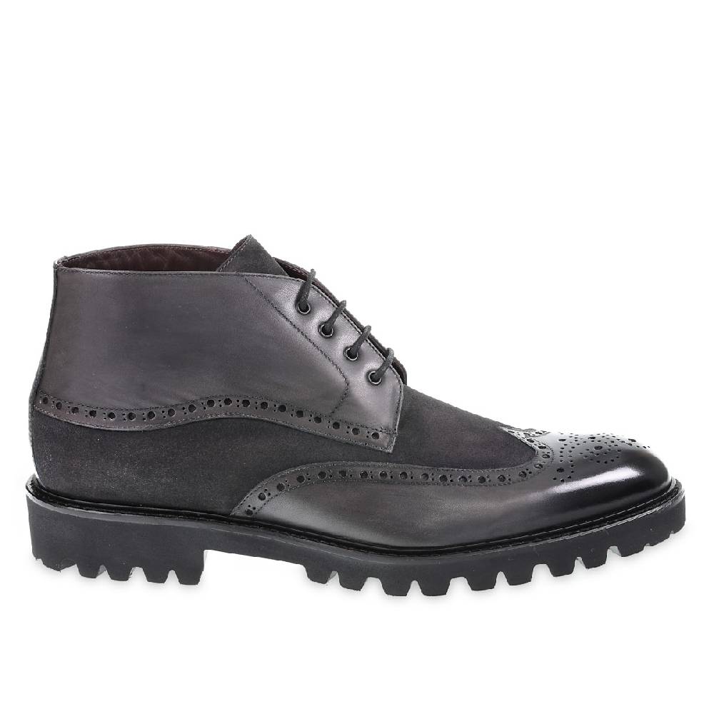 Lartigiano Del Cuoio Stivaletto con le bucature in stile country in pelle e camoscio grigio scuro - Fratelli Borgioli Ultimi due giorni