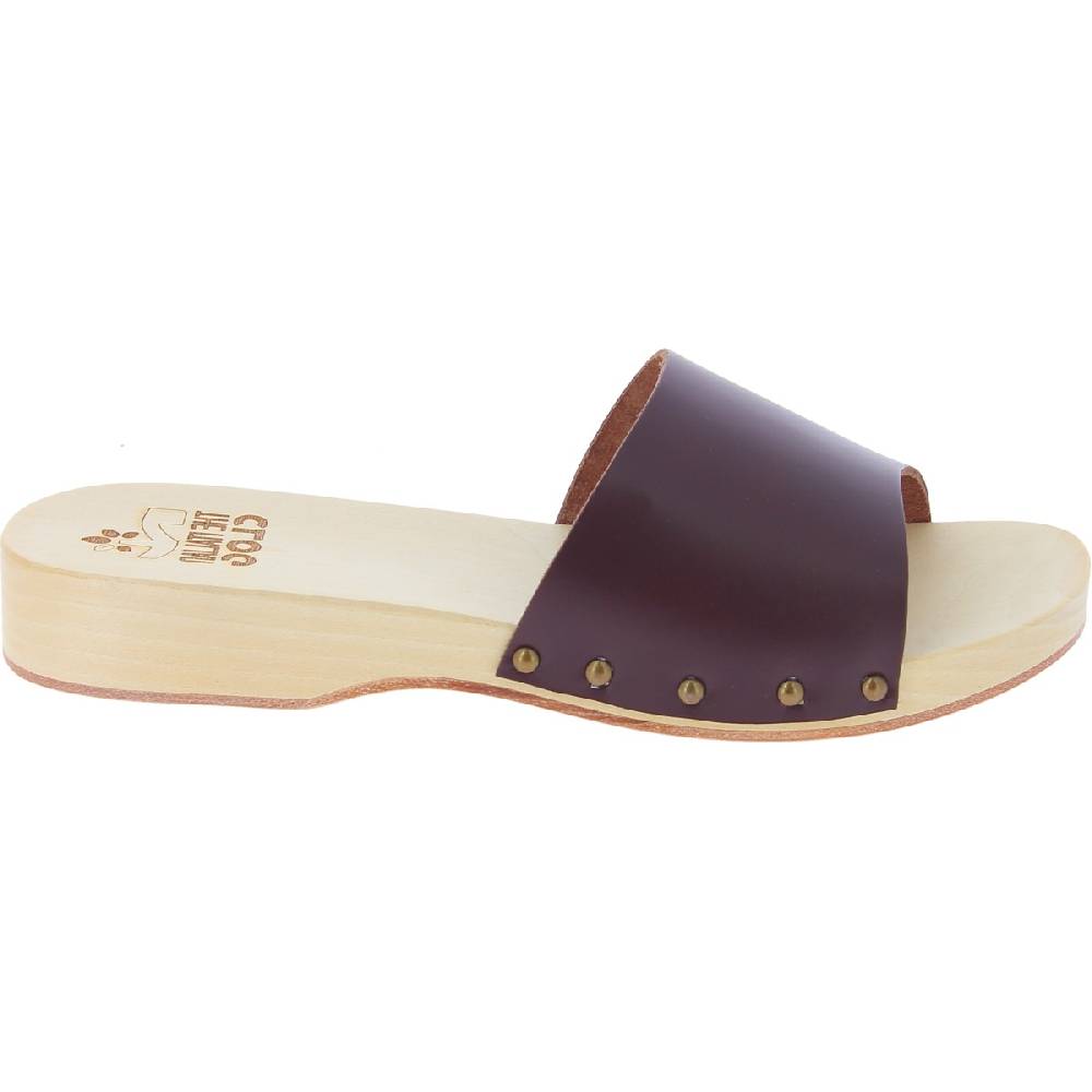 Lartigiano Del Cuoio Zoccoli in legno da uomo con fascia larga in pelle color testa di moro Only for today