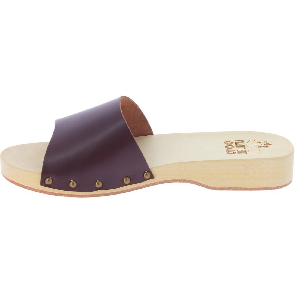 Lartigiano Del Cuoio Zoccoli in legno da uomo con fascia larga in pelle color testa di moro Only for today