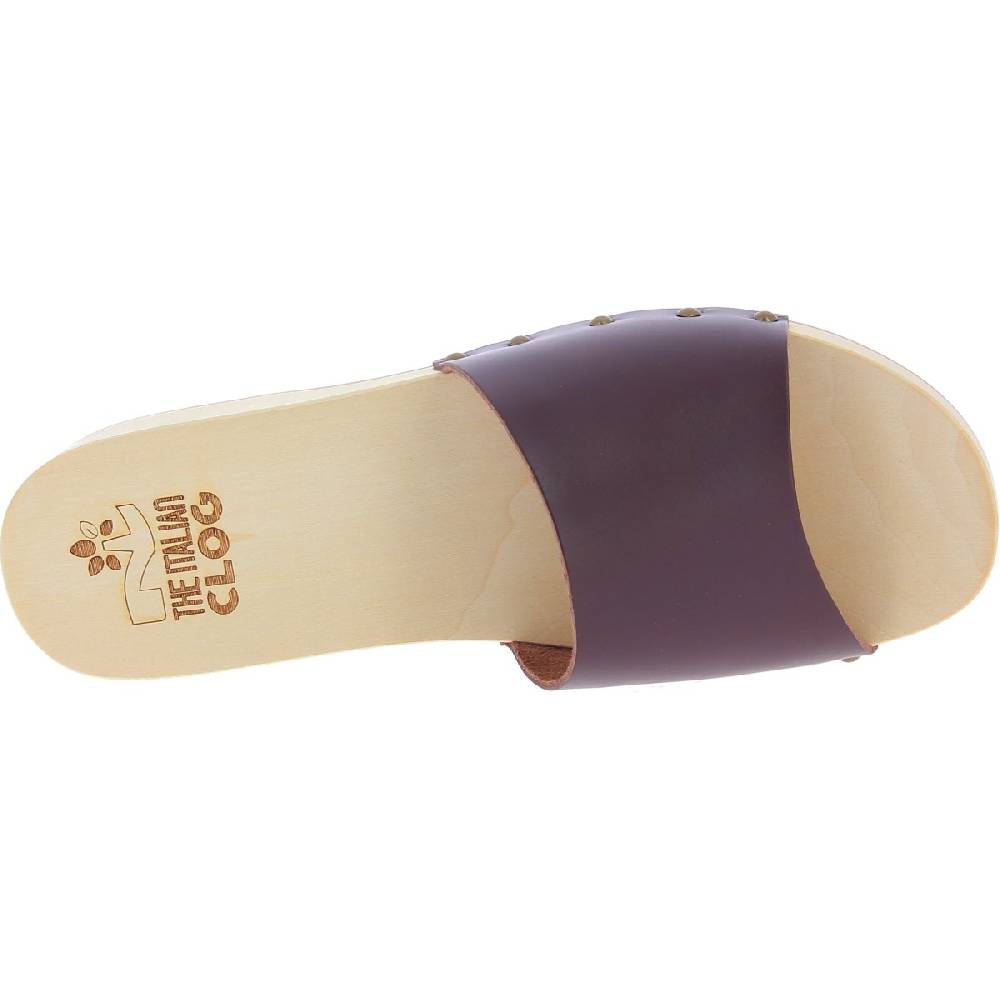 Lartigiano Del Cuoio Zoccoli in legno da uomo con fascia larga in pelle color testa di moro Only for today