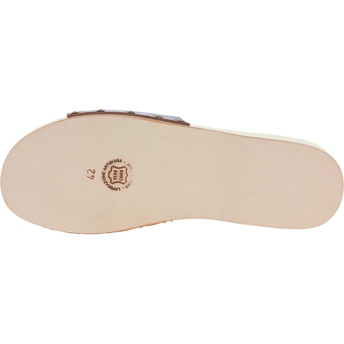 Lartigiano Del Cuoio Zoccoli in legno da uomo con fascia larga in pelle color testa di moro Only for today